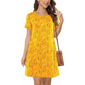 Summer Dress for Women Tunic Swing Loose Pleated T Shirt Dress for Women